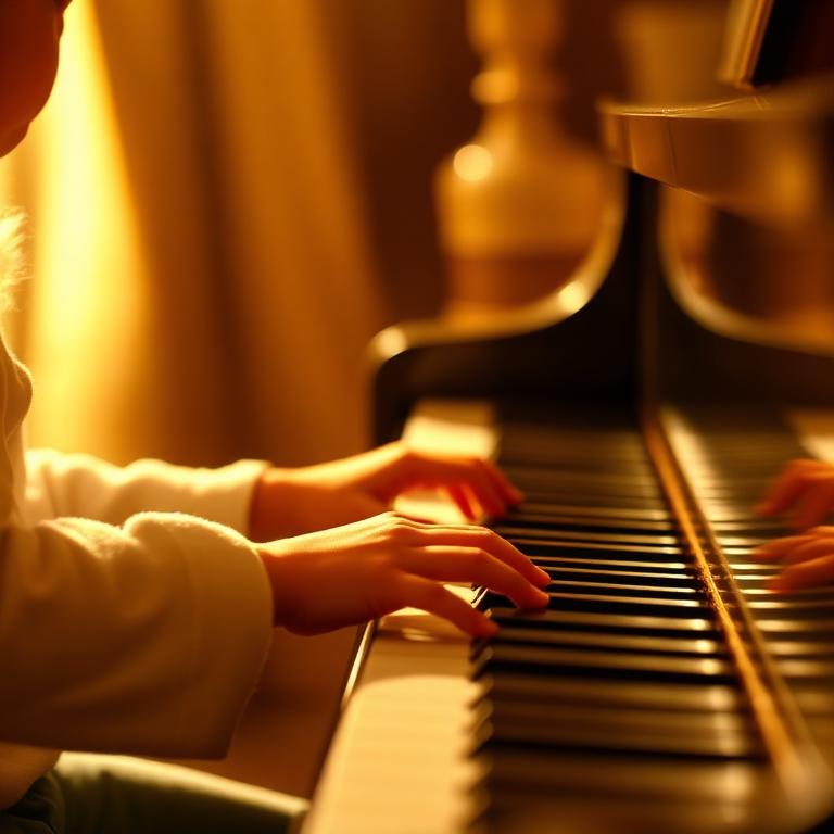 Child learning beginning piano